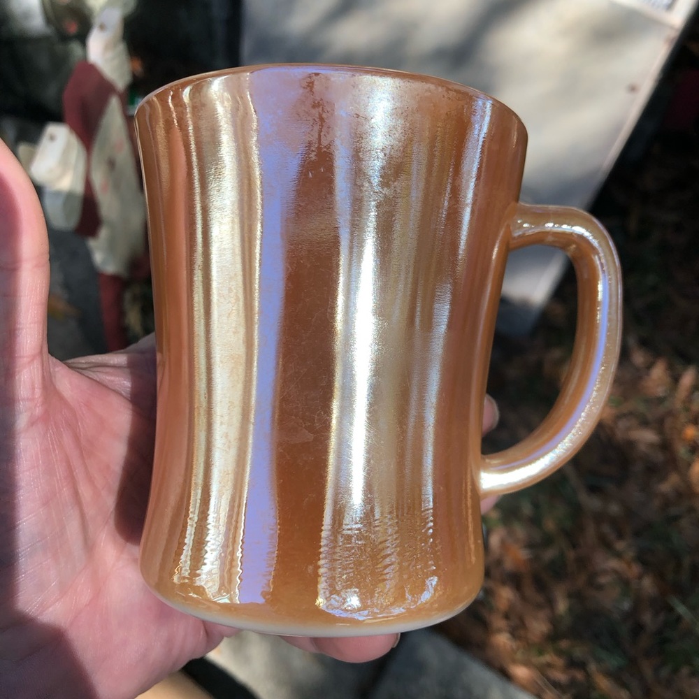 Peach Lusterware Fire King Anchor Hocking mug D-Ring Handle